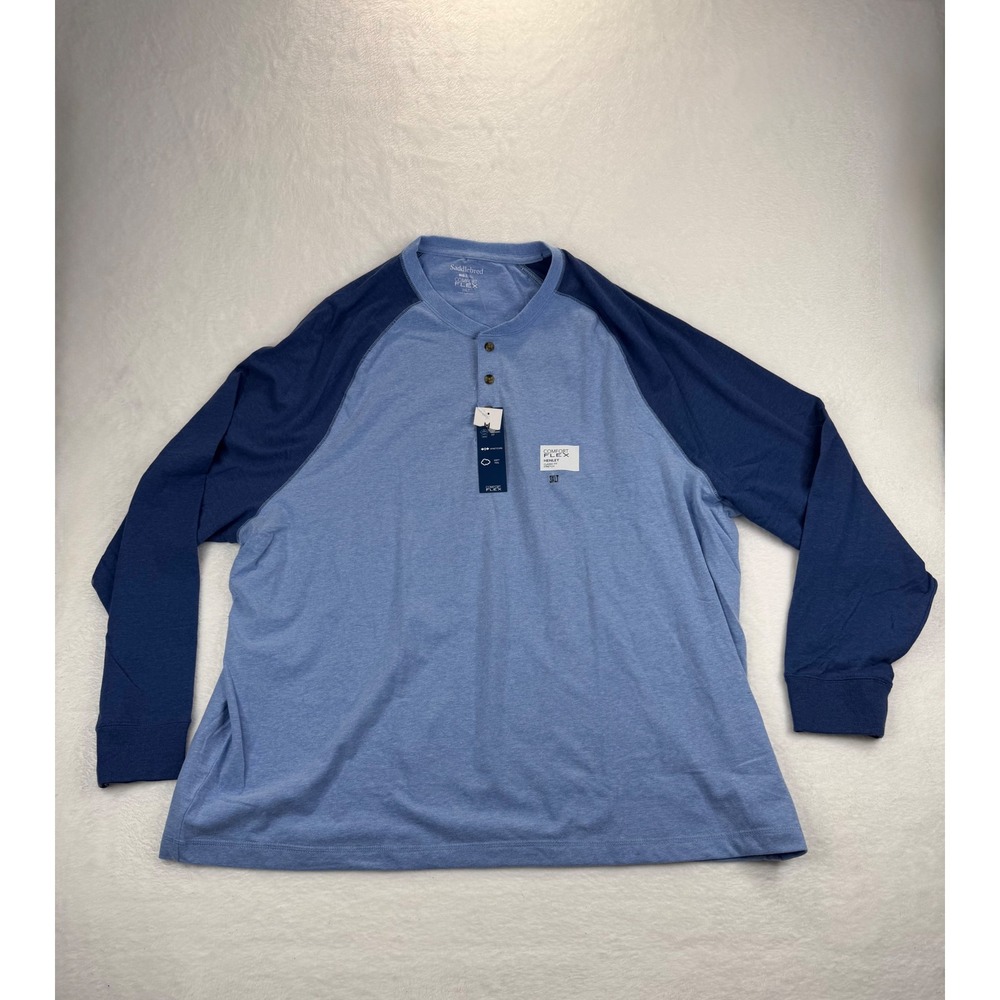 Saddlebred Mens 3XLT Blue Comfort Flex Long Sleeve Henley Shirt NWT Big & Tall